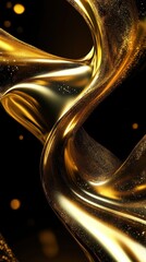 Canvas Print - Abstract Golden Swirling Liquid Design