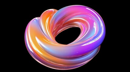 Poster - Abstract iridescent swirling form in vibrant colors