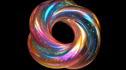 Poster - Abstract Cosmic Torus swirling iridescent nebula