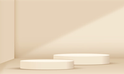 Poster - abstract modern beige cream display podium stage with ring round copy space for you design [Converted]