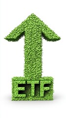 Poster - Green arrow points up from ETF letters symbolizing financial growth and potential investment success