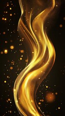 Poster - Golden Abstract Wave With Sparkling Lights