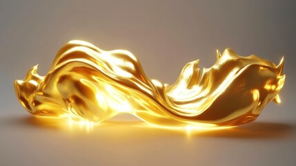 Canvas Print - Abstract Gold Liquid Wave Form Design