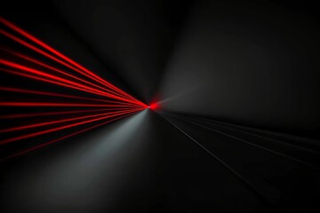 Poster - Vibrant red neon laser beams light up the darkness, forming lines and triangular shapes in a sci-fi effect