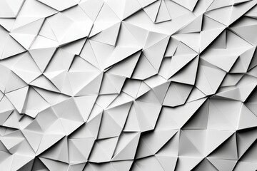 Poster - A minimalist abstract stage with a soft white light features simple lines, corners, and polygonal shapes, complemented by a white wood shelf suitable for presenting and advertising various products