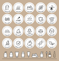 hair care set icons. the outline icons are well scalable and editable. contrasting elements are good