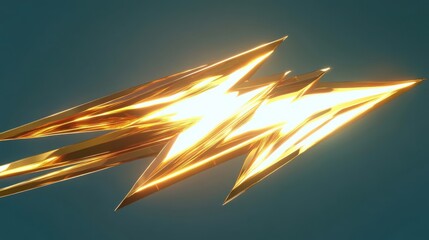 Canvas Print - Golden Abstract Lightning Bolt Design Art