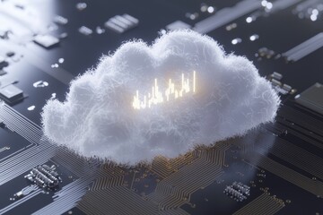 Poster - futuristic stock relies on cloud computing for the purpose of storing and transferring big data via 