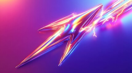 Poster - Iridescent Arrow Shattering Through Neon Light