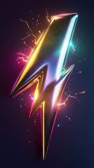 Poster - Glittering Metallic Lightning Bolt Energy Burst Design