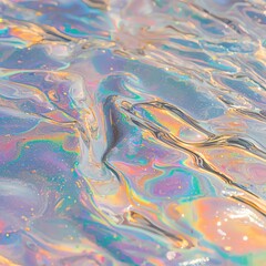 Poster - A 3D render of a hologram with a bright, iridescent color and a liquid-like appearance serves as the background