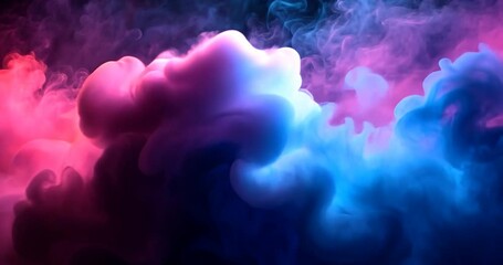 Poster - Abstract Pink And Blue Smoke Cloud Background With Dark Background and Neon Effect