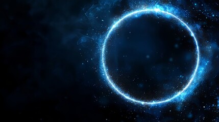 Poster - Abstract glowing blue ring frame background