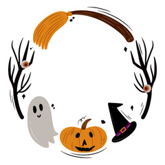 Naklejka na meble Spooky Halloween Wreath Illustration – Festive and Decorative Art