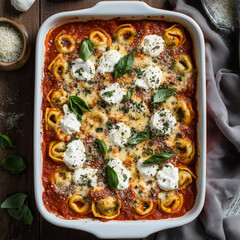 Wall Mural - Baked Tortellini with Ricotta and Basil