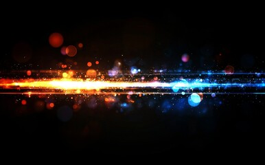 Wall Mural - a dark background serves as the backdrop for an abstract design featuring red and blue bokeh lights