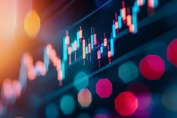 Poster - U.S. stock market examination featuring the American flag and financial graphs.