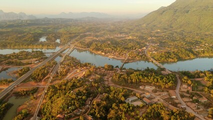Wall Mural - Hin Herb Vientiane Province laos, drone view