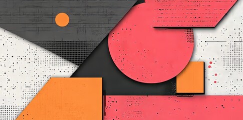 Poster - Summer red banner with halftone effects. It combines an abstract comic aesthetic with a cartoon background that includes dots and circles, resembling a sale flyer styled as a retro card. The design