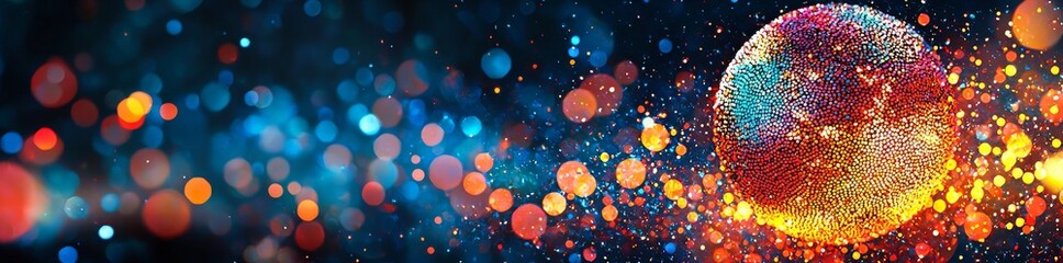 Wall Mural - a party scene with a disco ball illuminated by vibrant lights.