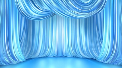 Poster - A plaster wall with light and shadows from windows serves as a minimal abstract light blue background for product presentations.
