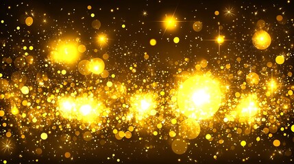 Wall Mural - Ethereal Background of Glowing Particles with Magical Bokeh Lights