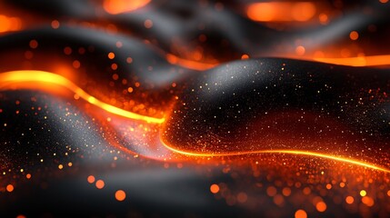 Poster - An orange abstract background filled with circles, representing digital hi-tech technology design. Symbolizes the concept of innovation. Modern illustration