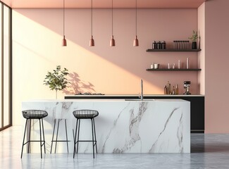 Poster - Contemporary kitchen interior featuring Pantone's 2025 Color of the Year, Mocha Mousse