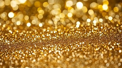 Wall Mural - Shimmering Gold Glitter Background with Bokeh and Sparkling Lights
