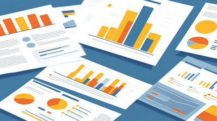 Poster - Data visualization of business performance metrics office environment infographic design analytical view insights and trends