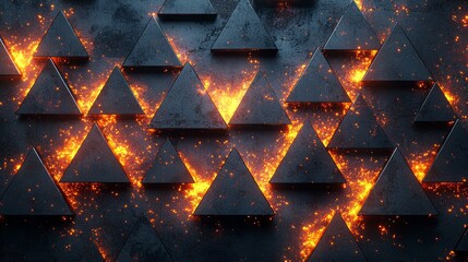 Poster - A dark high-tech backdrop with a complicated lattice of triangular segments forming multiple levels