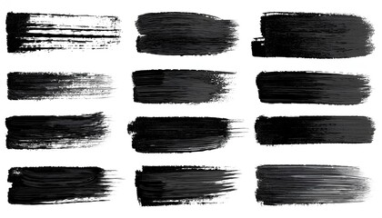 Poster - set of grunge brush strokes on white background. vector illustration of rectangle text box.