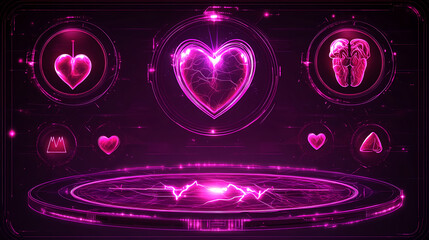 Poster - Health monitoring action digital realm graphic content futuristic environment close-up view heart visualization