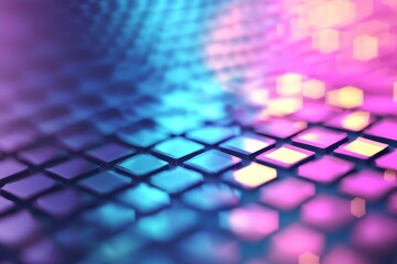 Poster - A sleek black background provides the setting for a neon grid pattern featuring glowing intersections in vibrant magenta, cyan, and orange, evoking a retro-futuristic theme