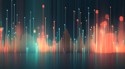 Fototapete - Dynamic data visualization event abstract space digital art futuristic environment wide angle view technology concept