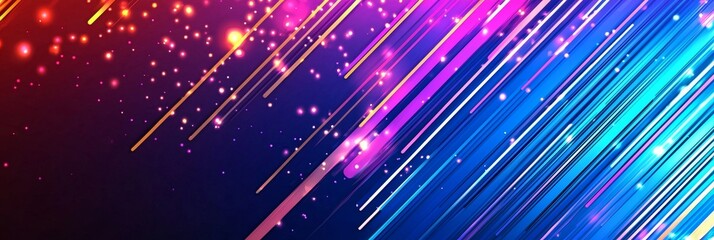 Poster - This stock image features a retro grid pattern from the 1990s, complete with glowing lines, vibrant colors, and a cosmic space background