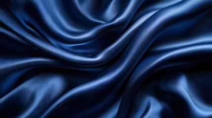 Aufkleber - Close-up of luxurious, midnight blue silk fabric. The image showcases the elegant drapery and rich texture of the material. Silk texture.Midnight Blue Silk: Elegant Drapery and Luxurious Texture