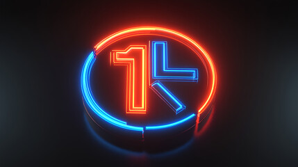 Poster - Dynamic neon logo display digital space graphic design modern environment close-up view innovative concept
