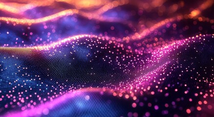 Poster - A futuristic surface, adorned with high-tech materials, is presented on a purple metallic abstract background, creating an intriguing and captivating visual representation of advanced technology