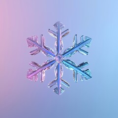 Poster - Abstract art featuring a futuristic geometric snowflake light in cool and pink hues set against a dark backdrop, perfect for design and printing