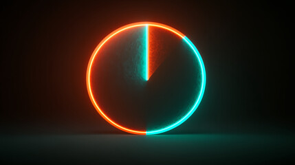 Aufkleber - Dynamic neon clock display digital room motion graphic dark environment close-up view time concept
