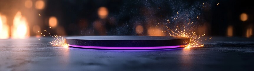 Poster - Futuristic Energy Portal with Vibrant Sparks and Swirling Purple Light Effects