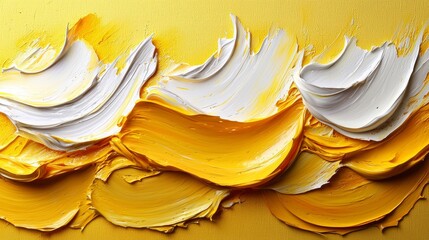 Poster - A high-tech abstract background features bright yellow and white streaks in fluid motion