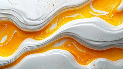 Poster - Bright yellow and white streaks moving fluidly over a high-tech abstract background
