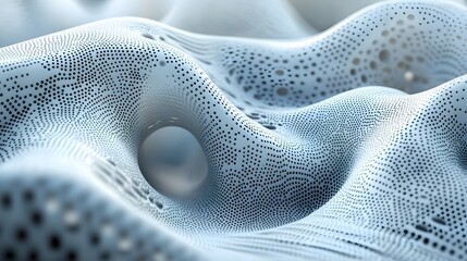 Poster - A captivating 3D rendering of an abstract digital landscape. The image showcases a textured, undulating surface with a mysterious central void. Abstract Digital Landscape with a central void