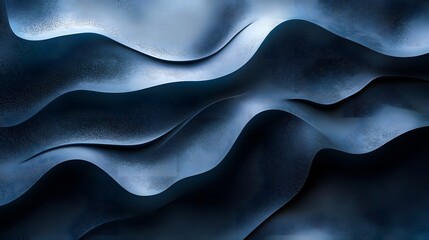 Poster - Abstract digital artwork showcasing serene blue waves. A smooth texture creates depth and visual interest. Abstract Blue Waves: A Serene Digital Artwork