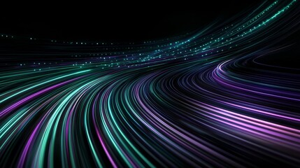 Poster - In a futuristic gaming environment, a high-tech aesthetic is displayed through glowing green and purple circuit patterns on a dark black background