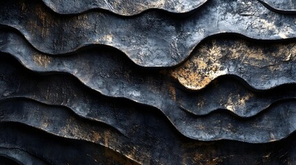 Poster - Abstract background with dark and gold waves texture. Abstract Dark Gold and Grey Waves Texture. Sliced surface detail texture background