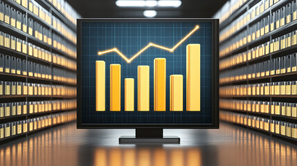 Poster - Analyzing financial growth trends business data center graph visualization digital environment front view economic insights