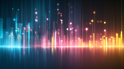 Aufkleber - Vibrant light shows in urban landscapes digital artwork futuristic city nighttime abstract concept